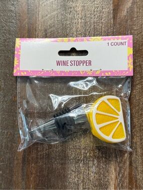 Festive Voice Yellow Lemon Wine Bottle Stopper NWT